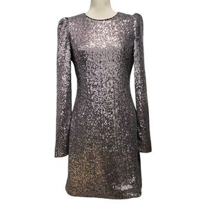 Rachel Zoe Long Sleeve Charcoal Sequin Mini Dress Size 8
